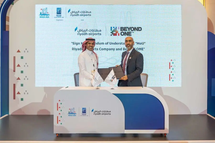 Sami Nashwan, Group Chief Growth Officer, of Beyond ONE, and the CCO of Riyadh Airports Company, Abdulaziz Alasaker. Image Courtesy: Beyond ONE