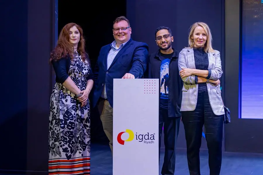 Natasha Skult, Chairperson of IGDA International joins with Nine66 CEO, Kadri Harma and IGDA Riyadh organizers, Vesa Raudasoja and Abdullah Alzeer
